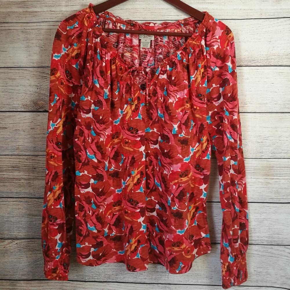 Lucky Brand M Floral Boho Blouse